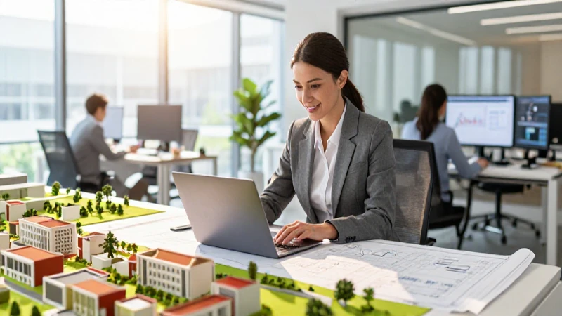 Oficina moderna: empleado trabajando en finanzas
