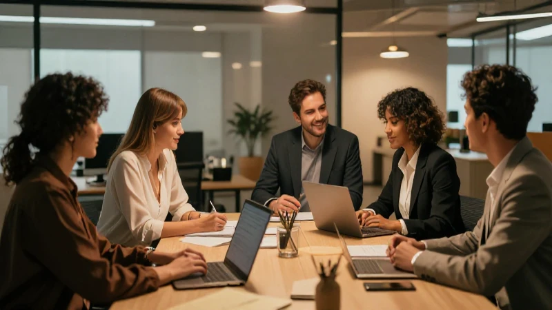 Brokers hipotecarios se reúnen en un entorno moderno.