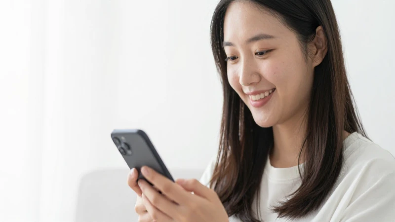 Mujer sonriente con el teléfono, luz suave