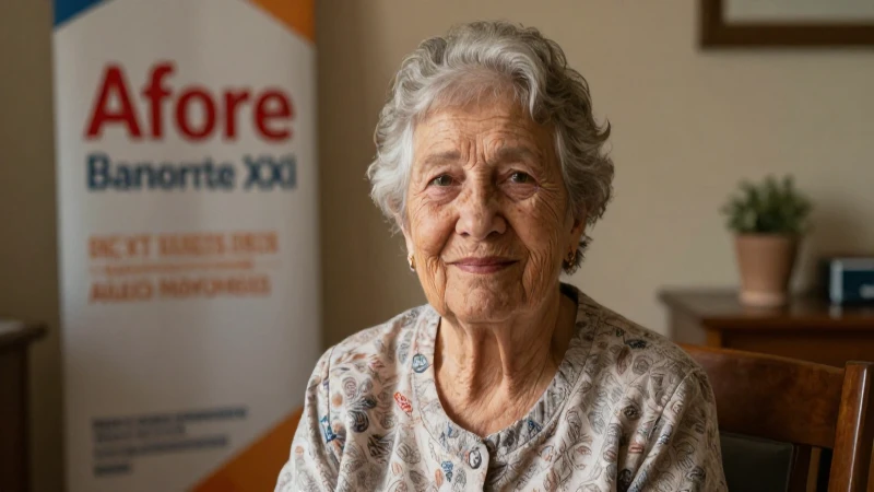 Mujer mayor sonríe con luz cálida.