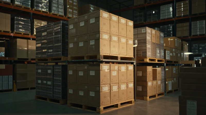 Almacén con cajas, iluminación cinematográfica