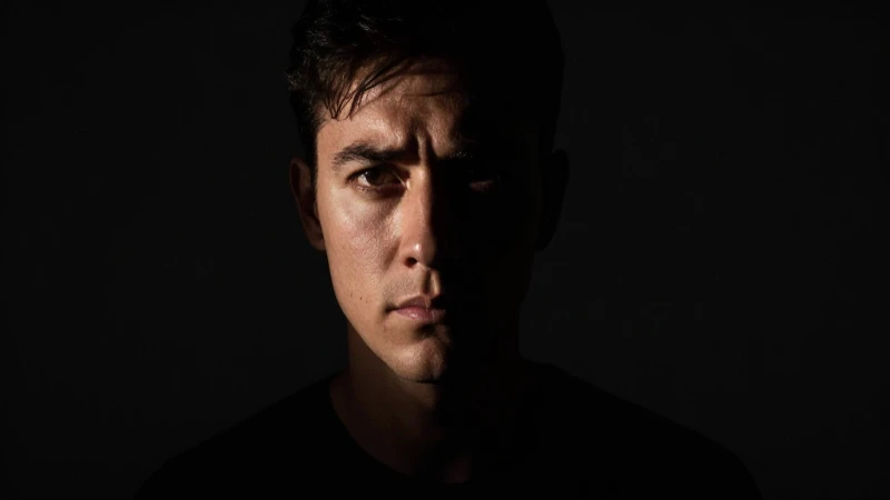 Retrato sombrío y dramático, a primer plano