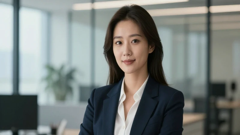 Mujer de negocios, oficina moderna y luz suave