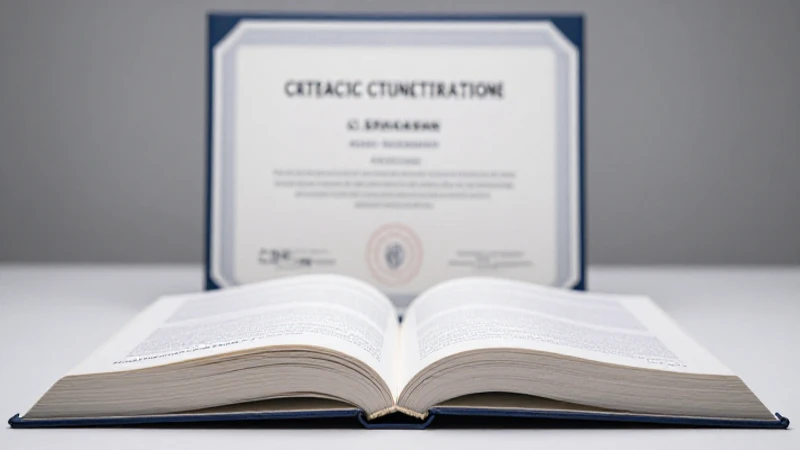Certificación profesional con foco suave y selectivo
