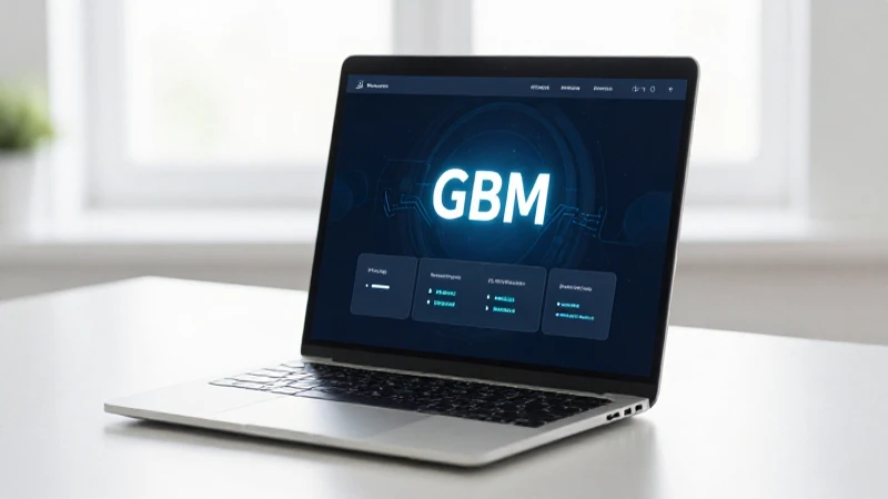 Dispositivo brillante muestra aplicación GBM en pantalla