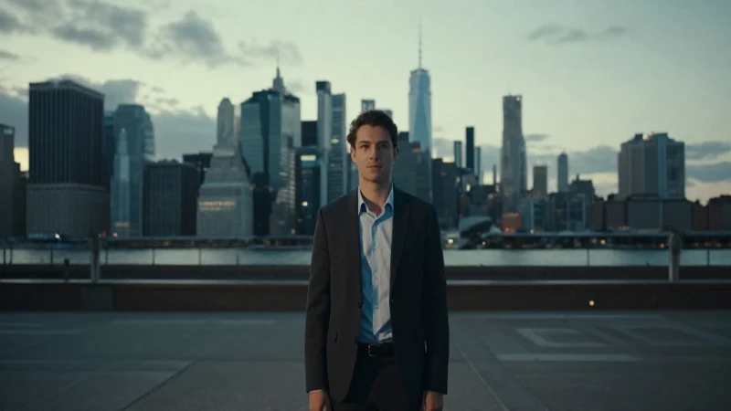 Joven inversor, horizonte urbano, luz cinematográfica