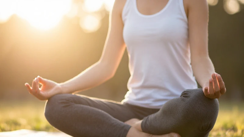 Mujer meditando, luz cálida y difusa