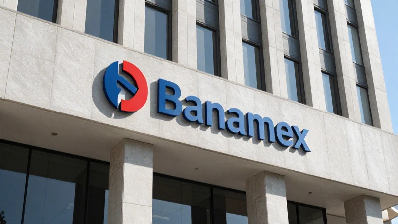 Edificio bancario moderno con el logo de Banamex.
