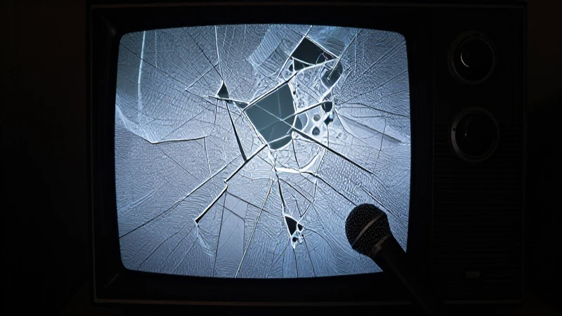 Pantalla rota, micrófono fallido, luz dramática