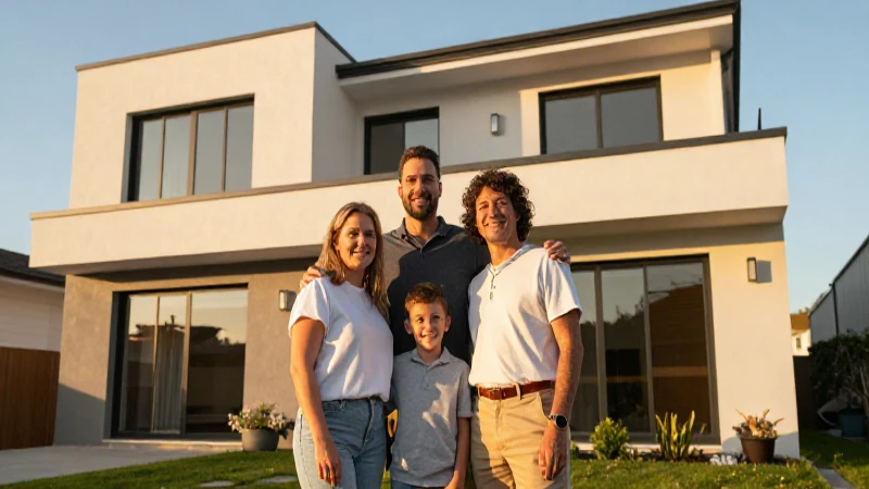 Familia sonriente en cálida luz dorada