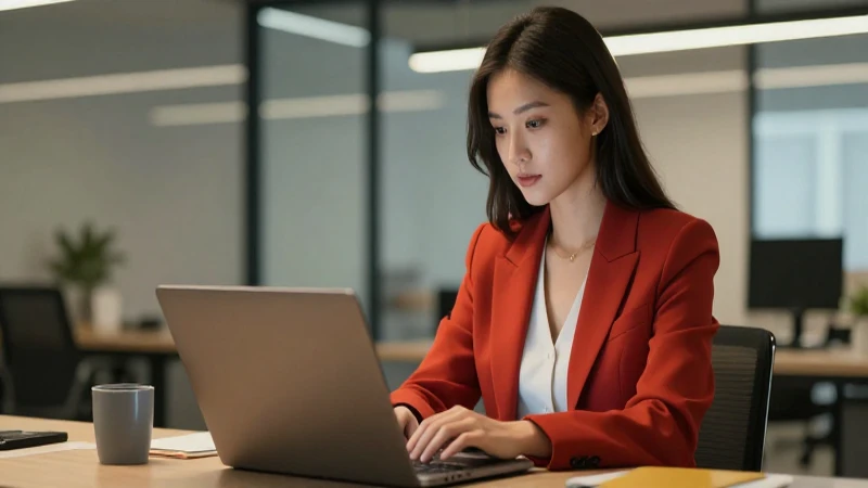 Mujer de negocios trabaja en oficina moderna