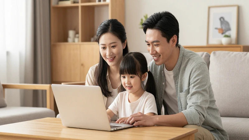 Familia sonriente en un ambiente hogareño cálido