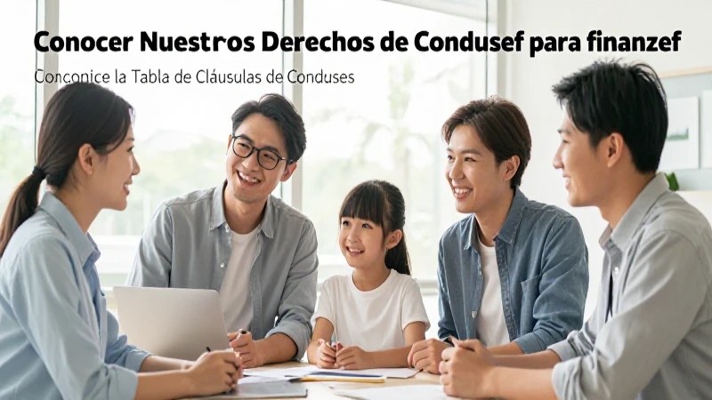 Asesor financiero, familia, luz cálida.Conocer Nuestros Derechos de Conoce la Tabla de Cláusulas de Condusef para finanzas,family smiling, warm light, medium shot