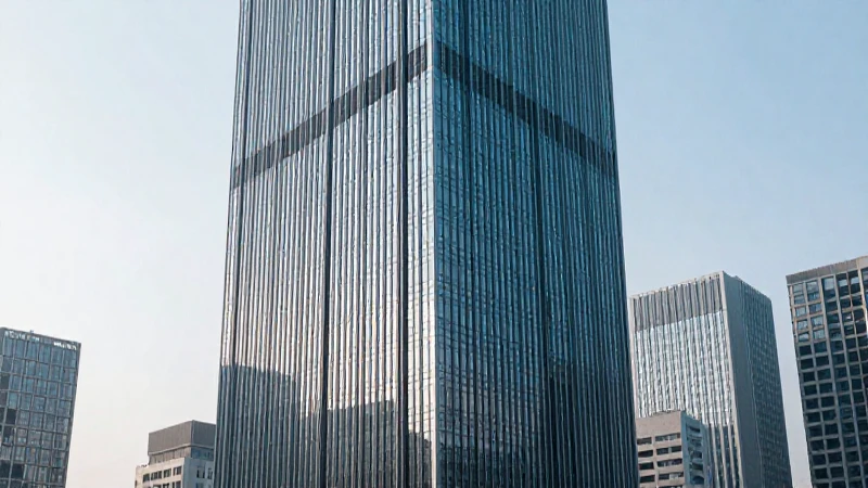 Edificio moderno, horizonte y luz diurna cinematográfica