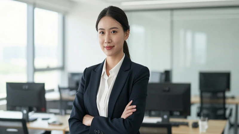 Profesional joven en oficina moderna y luminosa