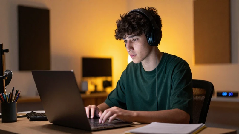 Estudiante estudia iluminado cinematográficamente