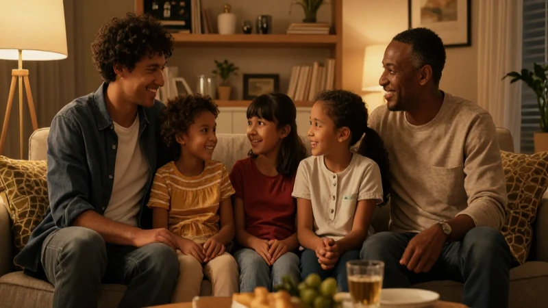 Familia feliz en un hogar cálido