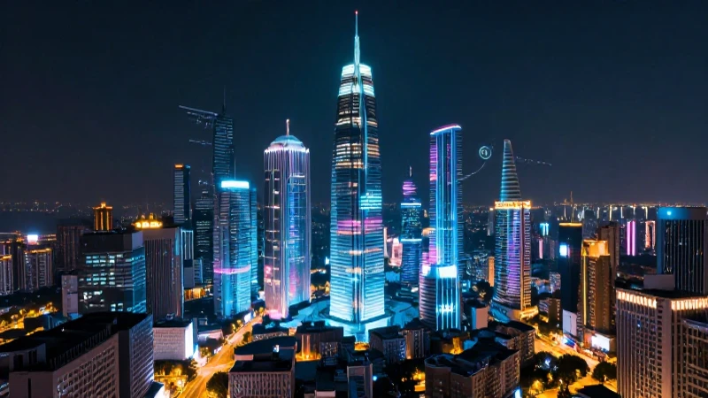 Ciudad futurista, neón y hologramas brillan.