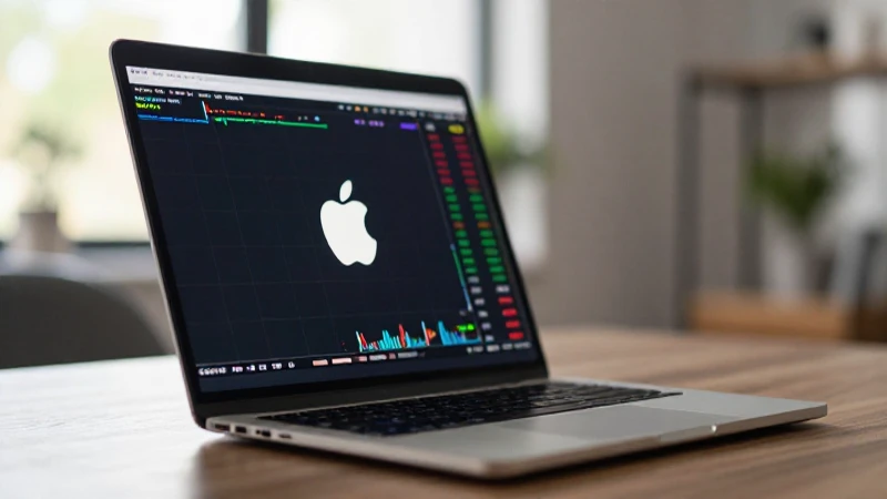 Gráfico bursátil de Apple en pantalla
