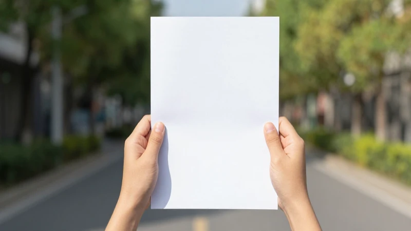 Persona sostiene un documento bajo el sol