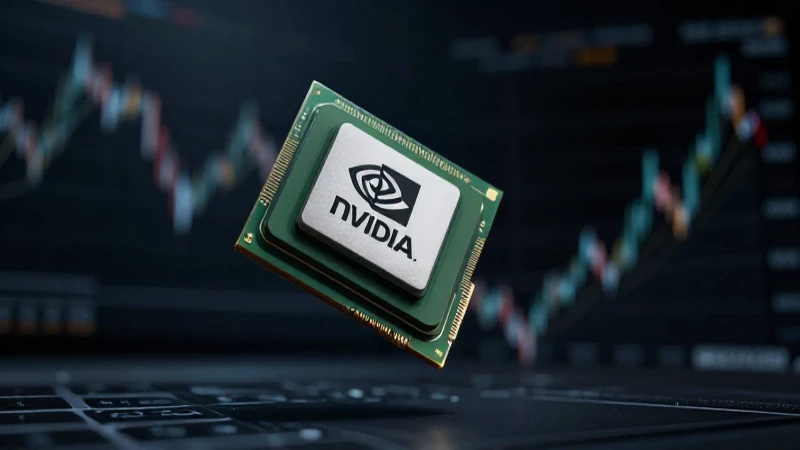 Chip Nvidia en caída, imagen dramática