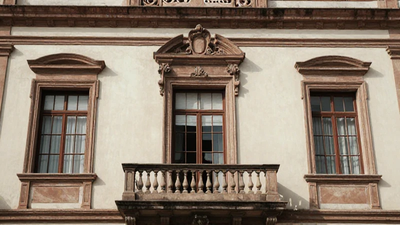 Fachada antigua, ventana histórica y fotografía vintage.