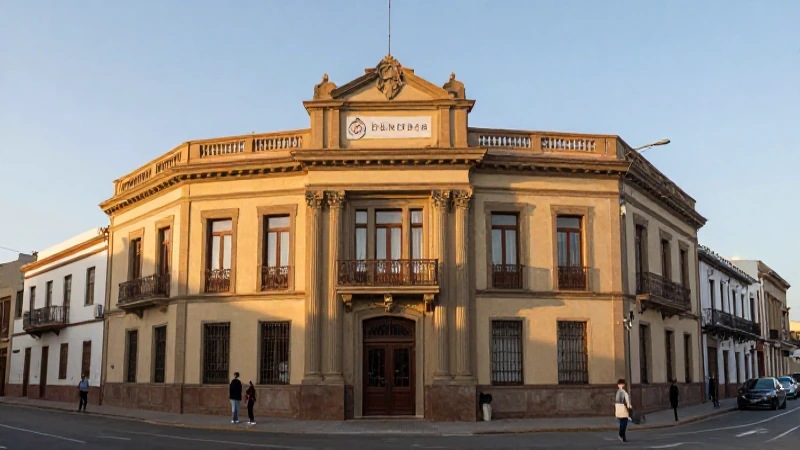 Edificio bancario vintage en hora dorada