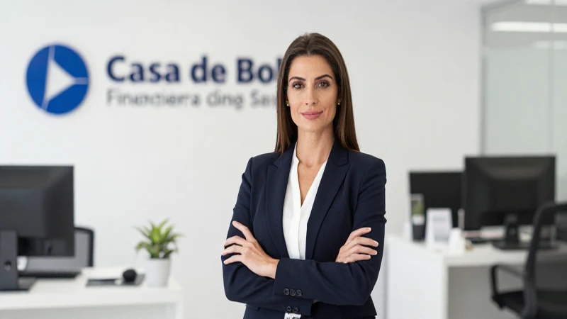 Mujer inversora en oficina moderna y luminosa