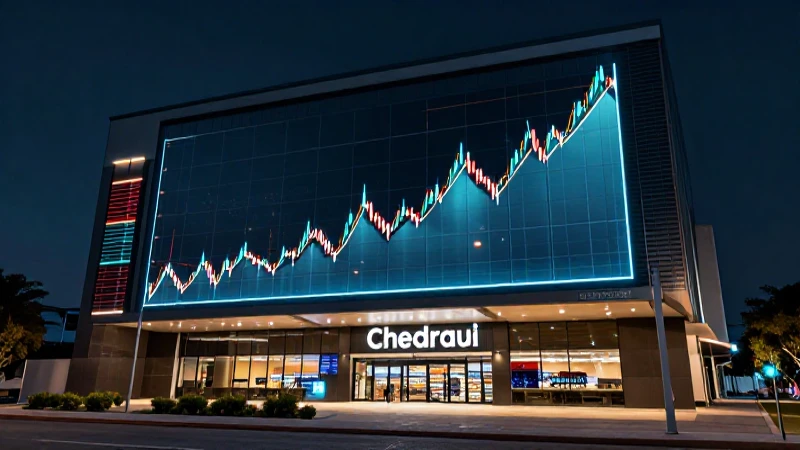 Fachada de Chedraui en un gráfico cinematográfico