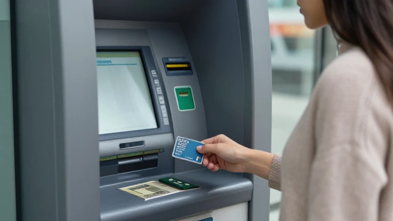 Mujer retira dinero en cajero automático.