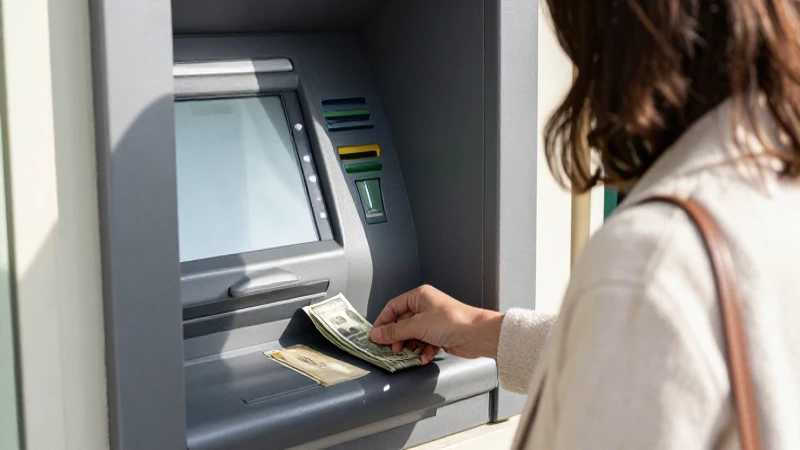 Mujer sacando dinero bajo el sol