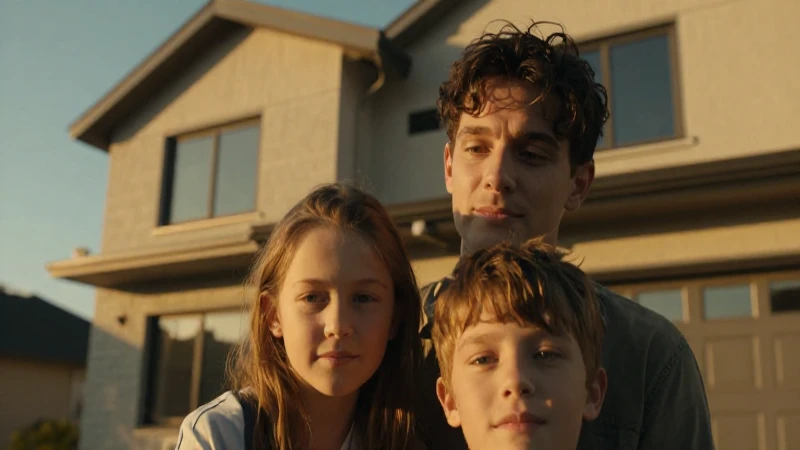 Familia joven en casa, luz cálida