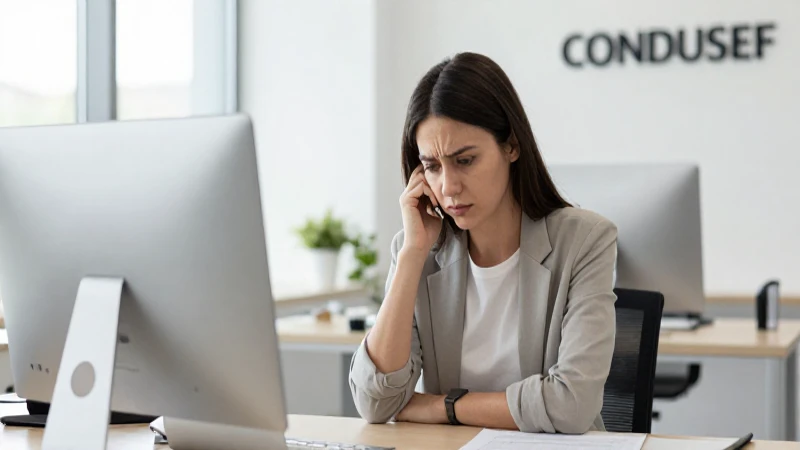 Oficina CONDUSEF: luz natural y cliente preocupado