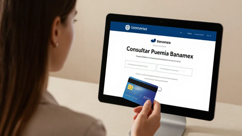 Mujer revisa tarjeta de crédito en pantalla