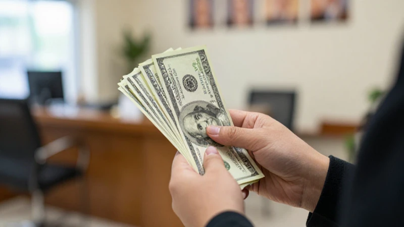 Persona con dinero en el banco, luz suave