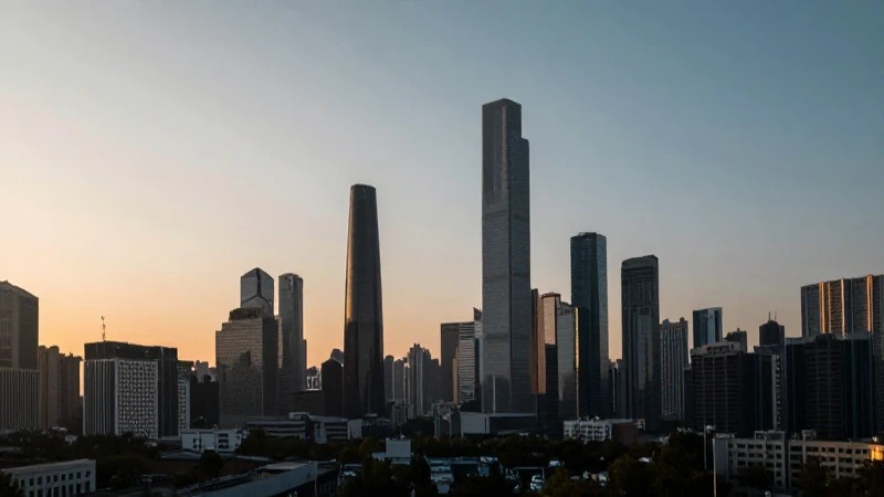 Horizonte urbano dorado al atardecer