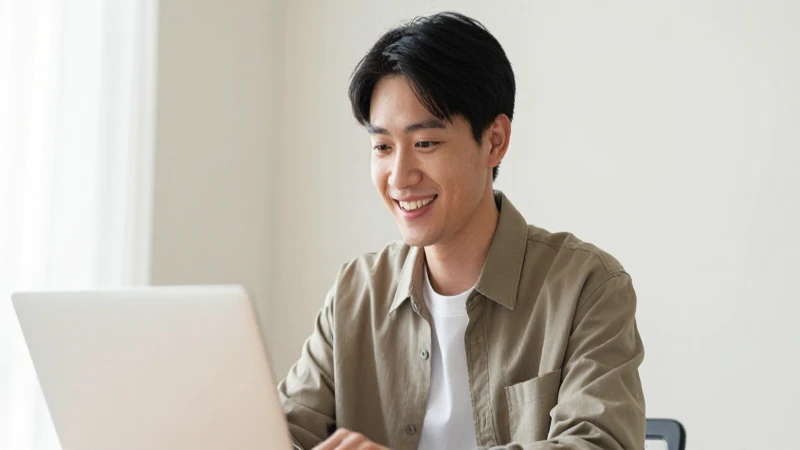 Es Crediclub una opción confiable para préstamos personales 13 Sonrisa cálida con laptop, luz natural
