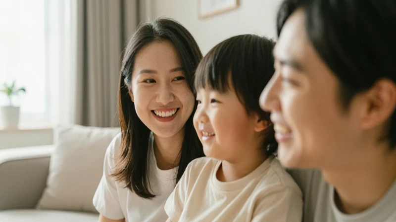 Familia feliz en hogar cálido y cercano