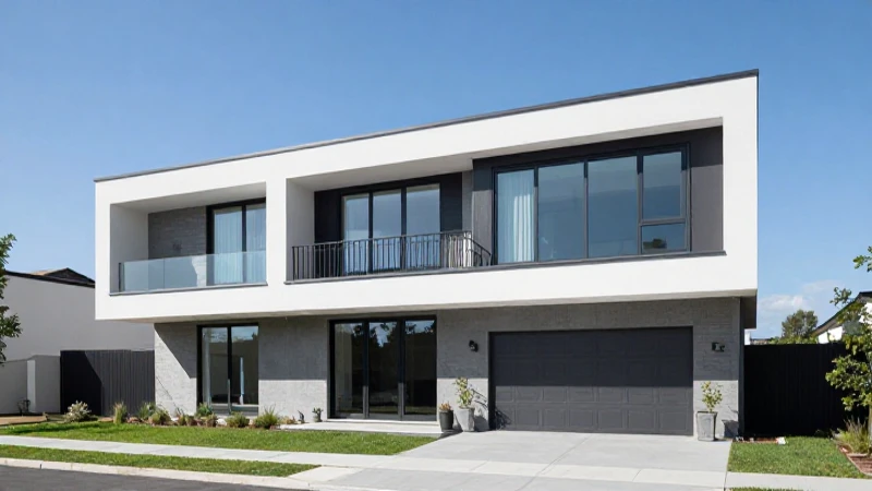 Casa moderna bajo un cielo azul