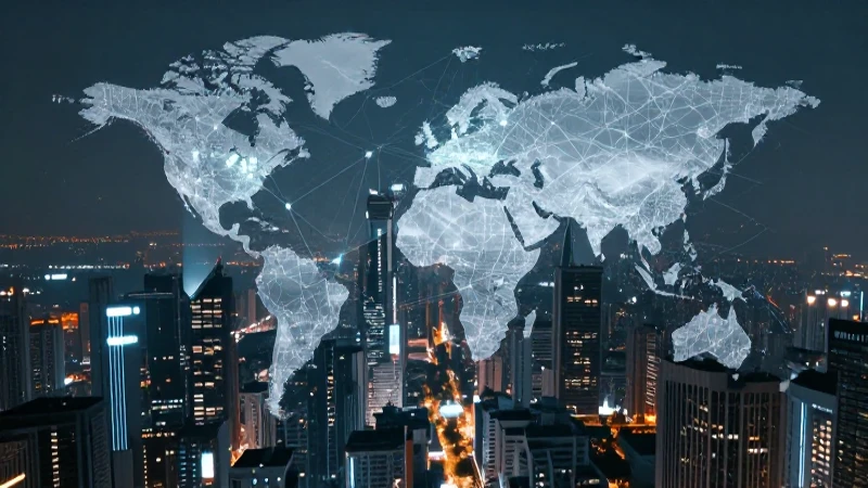 Horizonte urbano futurista, vista aérea cinematográfica.