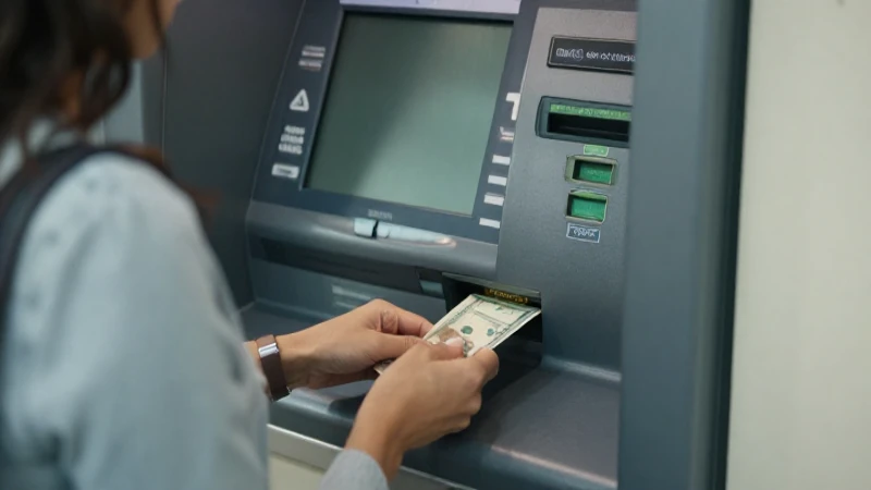 Mujer retira dinero en cajero automático