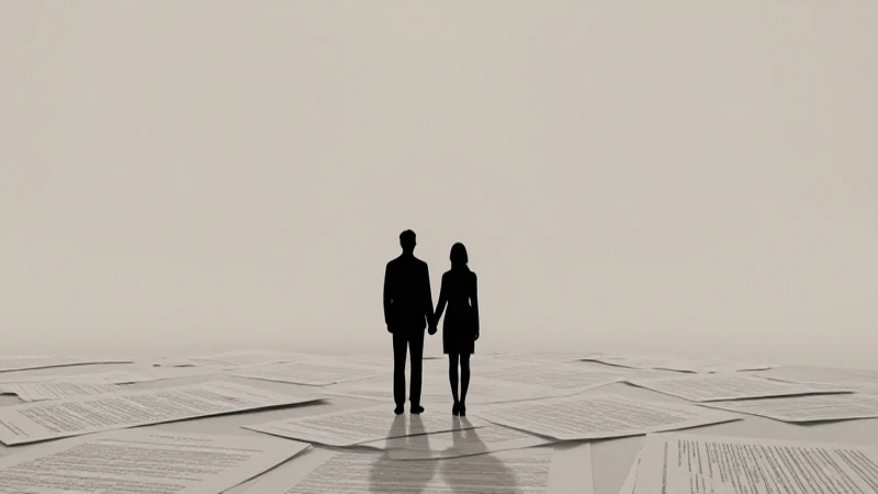 Siluetas de pareja, papeles y luz suave