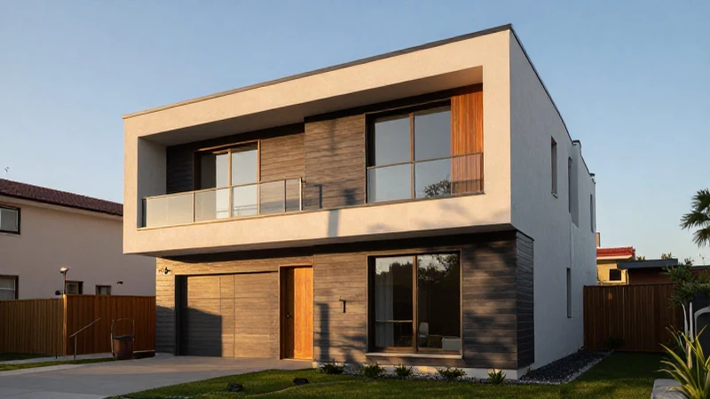 Casa moderna, luz cálida y fotografía arquitectónica.
