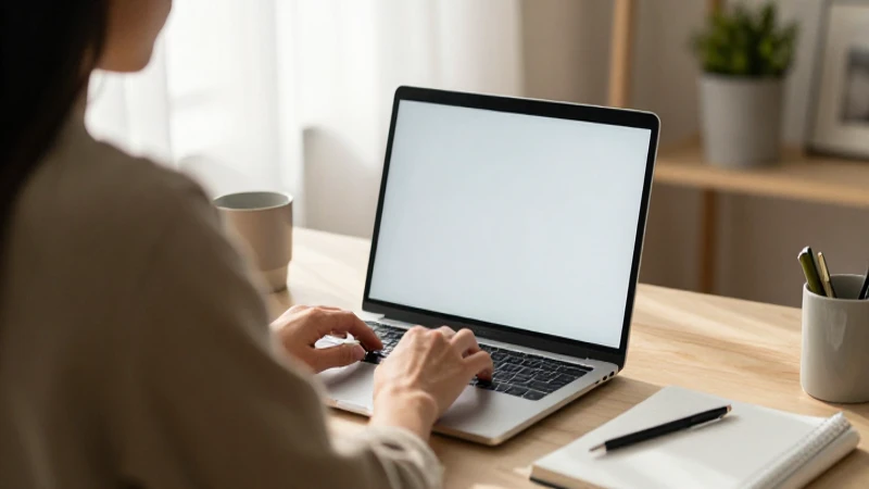 Mujer trabajando en laptop con luz cálida