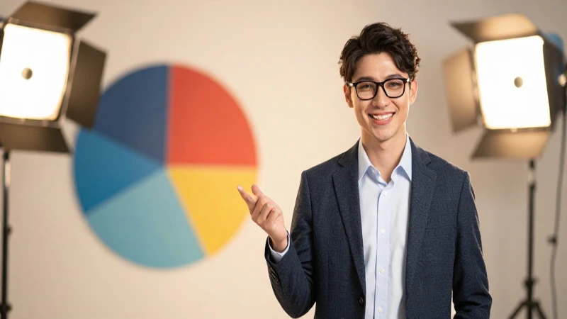 Joven inversor con gráfico colorido y luz cálida