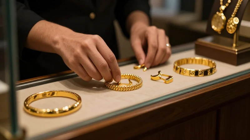 Joyas de oro en un local de empeño