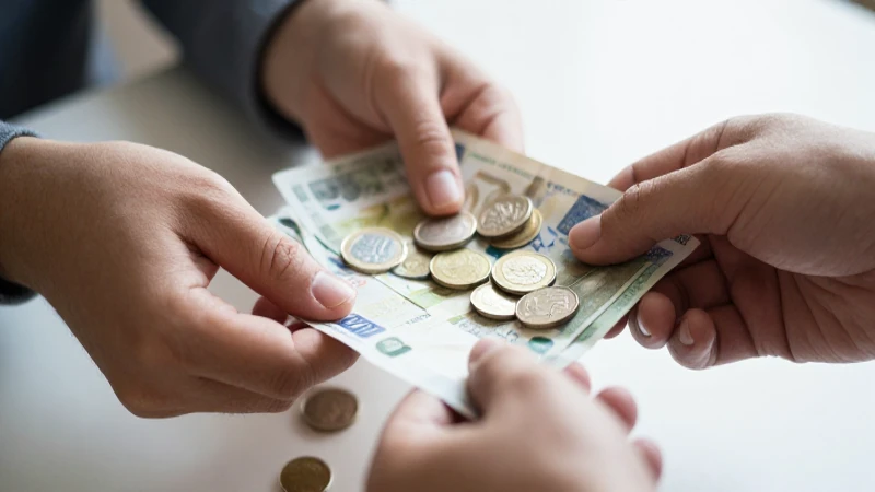 Manos intercambian dinero bajo luz cálida