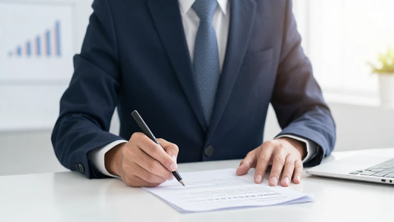 Persona de negocios firma en oficina