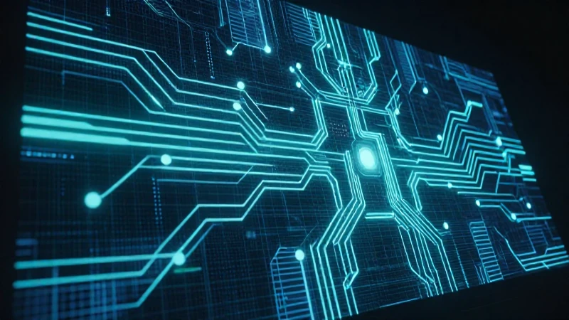 Pantalla futurista, circuitos brillantes y estilo cyberpunk