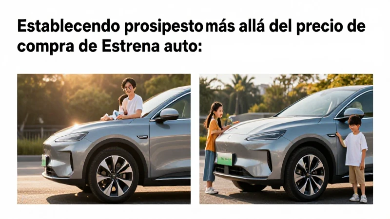 Coche moderno, familia sonriente, luz cálida.